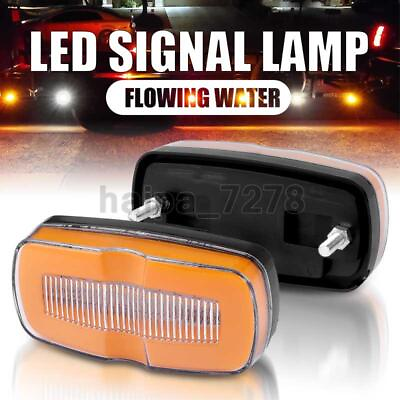 2PC 4quot; LED Amber Flowing Turn Signal Side Marker Lights Truck Trailer Clearance $10.98