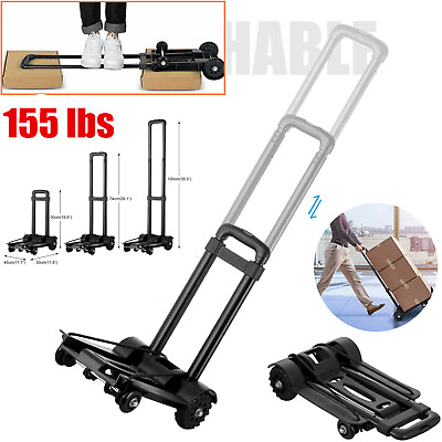 #ad Folding Hand Truck Dolly Cart with Wheels Luggage Cart Trolley for Moving 155lbs $46.93