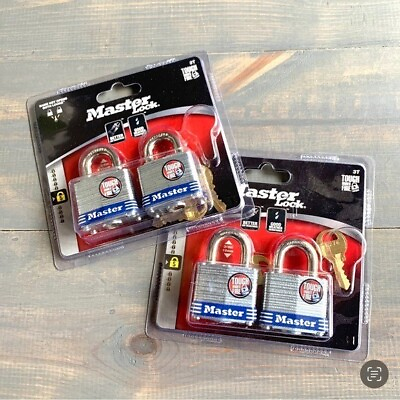 #ad Master Lock 3T Twin Pack Keyed Alike Padlock Set Lot of Two $23.80