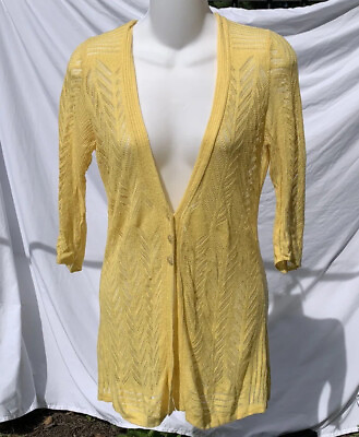 #ad Coquette Anthropologie Guinevere Light Knit Yellow Cardigan $17.00