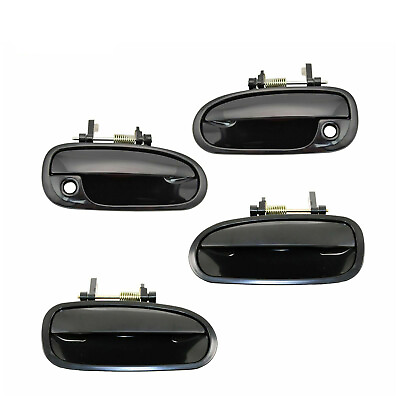#ad Door Handle Front amp; Rear Outside Outer Black Kit of 4 For 1996 2000 Honda Civic $79.40