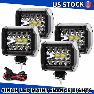 #ad 4quot; LED Work Light Bar Pods fog Lamps for Pickup SUV UTV offroad w Wiring Harness $11.97
