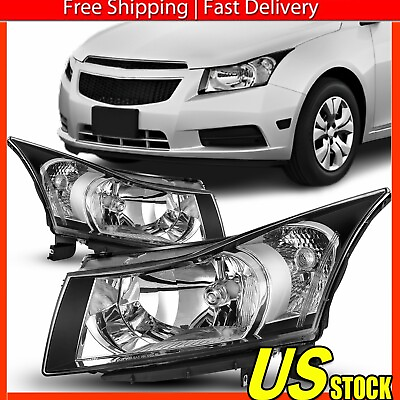 #ad For 2011 2015 Chevy Cruze Black Housing Headlights Replacement LeftRight Set $143.63