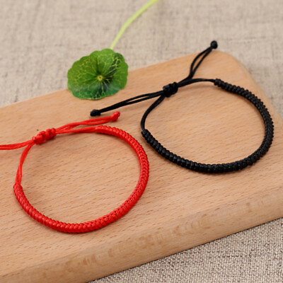 #ad #ad Red and Black Lucky Amulet Women Men Bracelet Snake Knot Knitted Bracelet 2PCS $1.00