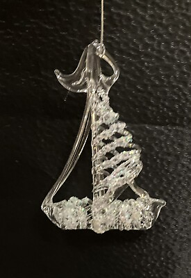 #ad Silvestri Crystal Sailboat Glass Ornament Christmas with Box amp; Orig Tag 3” NICE $7.95