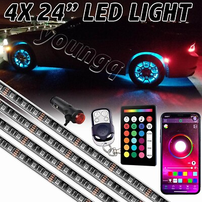 #ad 4pcs 24quot; Multi Color Wheel Well LED Light Custom Neon Accent Strip Rim Tire Kit $49.99