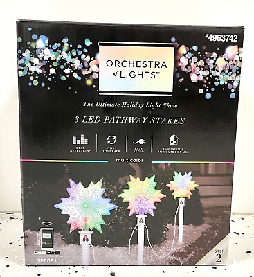 #ad Gemmy Orchestra of Lights 3 Multicolor Snowflake Christmas Pathway Markers NEW $67.99