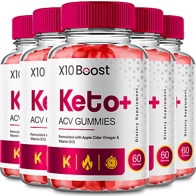 #ad 5 Pack X10 Boost Keto X10 Boost Keto ACV Weight Loss Gummies 300 Gummies $69.95