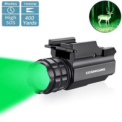 400 Yards Hunting Green Light Rifle Weapon Tactical Rail Pistol LED Flashlight $23.99
