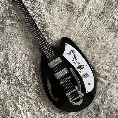#ad Tesco Style Semi Hollow Body Gloss Black Electric Guitar Maple Neck Jazz Bridge $259.42