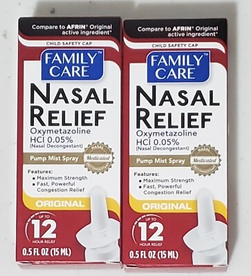 #ad SET OF 2 Original Family Care Nasal Relief Oxymetazoline HCI 0.05% with Menthol $6.99