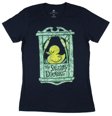 #ad Disney Tangled Juniors The Snuggly Duckling Logo Design T Shirt Navy XX Large $11.95