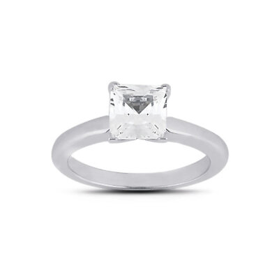 #ad 1 1 2ct F VS2 Princess Natural Diamond 950 PL. Classic Solitaire Engagement Ring $6533.80