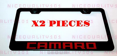 #ad 2X Camaro Stainless Steel Black Finished License Plate Frame Holder $22.99