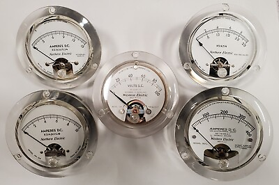 #ad Vintage Panel Meters lot of 5 amperage and voltage meters. Clear acrylic housing C $200.00