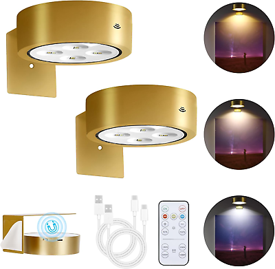#ad Rechargeable Battery Picture Light Led Painting Light with Remote 2 Pack Gold $28.44