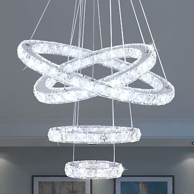 #ad LED Chandelier 4 Ring Chandelier Modern LED Pendant Light Chandelier for Bedroom $119.69