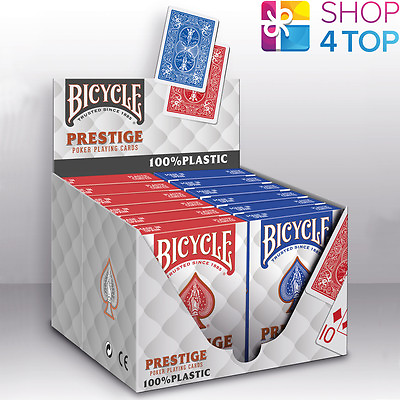 #ad 12 DECKS BICYCLE PRESTIGE 100% PLASTIC POKER PLAYING CARDS JUMBO NEW $107.48