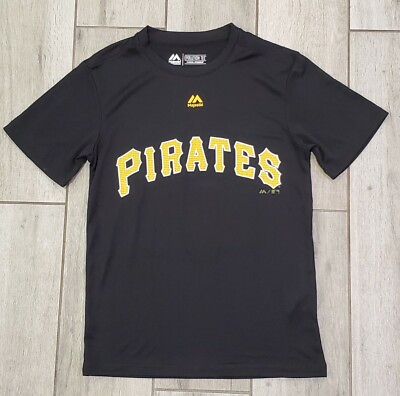 #ad New Majestic Pittsburgh Pirates Black Evolution Cool Base T Shirt for Boys S $10.00