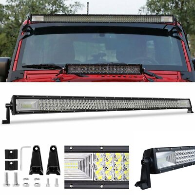 52 INCH LED Light Bar Flood Spot Combo Kit For Jeep Wrangler JK TJ CJ Offroad $61.95