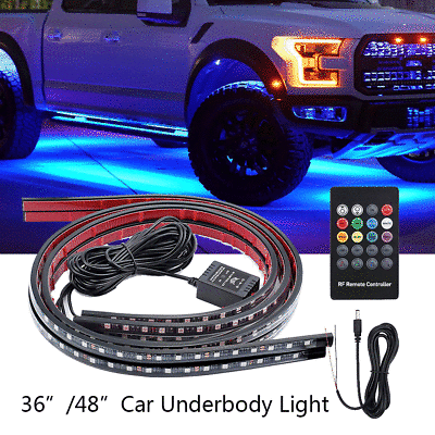 #ad 4 pcs RGB Under Car Strip Light Kit 48 LED Neon Tube Underglow Underbody System $28.99