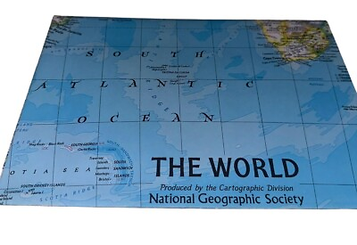 #ad Vintage 1981 December THE WORLD National Geographic Map $9.99