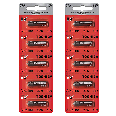 #ad Toshiba 27A 12V Alkaline Battery 27A A27BP G27A GP27A L828 MN27 10 Batteries $12.34