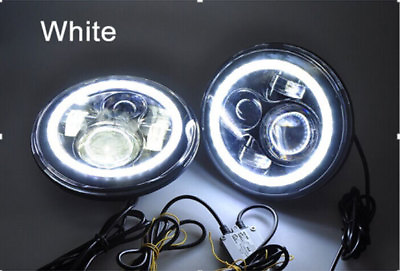 #ad 7quot; LED Custom Headlights with Halo DRL Lights Jeep Wrangler JK CJ TJ $99.99