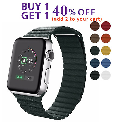 #ad Magnetic Leather Loop Band Strap For Apple Watch Series 5 4 3 2 42 38mm 44 40mm $7.64
