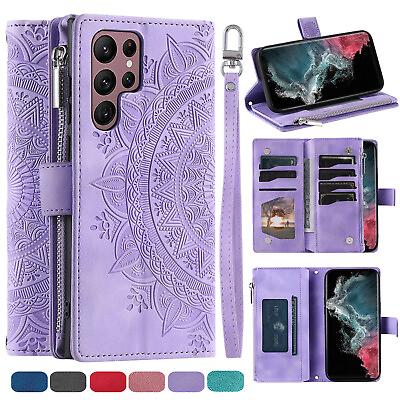 #ad Zipper Leather Wallet Stand Case For Samsung S24 Ultra Plus S23 S22 S21 S20 Note $14.10