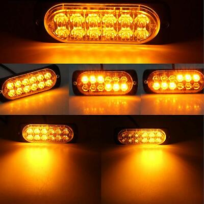 8x 12 LED Amber Warning Emergency Hazard Beacon Dash Strobe Light Bar Foglights $27.99