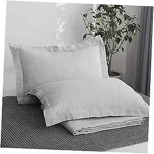 #ad 100% French Linen Pillow Shams Basic Style Pack of 2 20#x27;#x27;x26#x27;#x27; Basic Grey $53.34