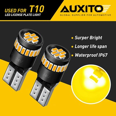 #ad AUXITO T10 168 194 2825 Amber LED License Plate Side Marker Light Bulb Canbus $8.99