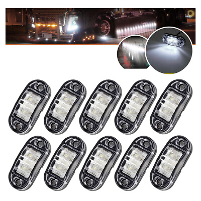 #ad 10pcs Pickup Marker Side Round lights LED Light Bullet Truck Trailer White 2.5quot; $11.39