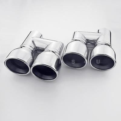 #ad Pair QUAD 3.5quot; Offset Staggered Out 2.25quot; In Resonated Stainless Exhaust Tips $179.97