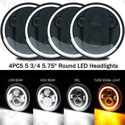 #ad 4pc 5.75quot; LED Headlights Halo Angel Eye DRL Hi Lo DOT For Chevy Impala 1958 1976 $132.59
