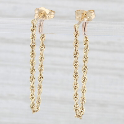 #ad New Rope Chain Dangle Earrings 14k Yellow Gold Stick Posts $179.99