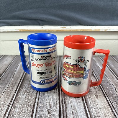 #ad Lot of 2 Vintage Super Run Mug Cup 83 84 Car Show Rare Red Blue 1st 2nd Annual $39.99