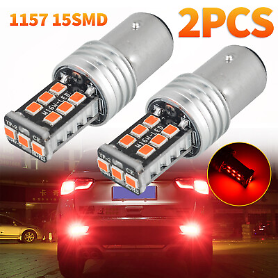 2x 1157 LED Red Strobe Flash Warning Brake Stop Parking Tail Light Safety Bulbs $9.97