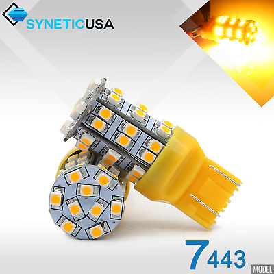 2x 7443 7440AL LED Amber Yellow Rear Turn Signal Parking 195LM Light Bulbs $8.99