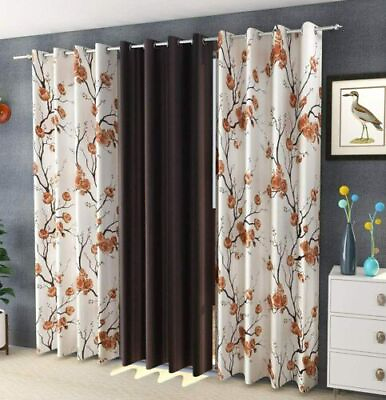#ad New 3 Pieces Eyelet Window Curtain Set 5 ft $77.00