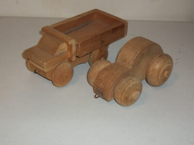 #ad Vintage Handcrafted Children#x27;s Wood Toy Truck Car Handmade Wooden Kids Toys L@@K $9.99