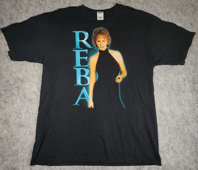#ad Reba McEntire 2004 Tour shirt XL BLUE BAR Y2K VINTAGE Black $21.71