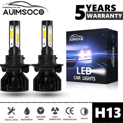 H13 9008 LED Headlight Bulbs Kit 10000W 1000000LM Hi Lo Beam Super Bright White $20.99