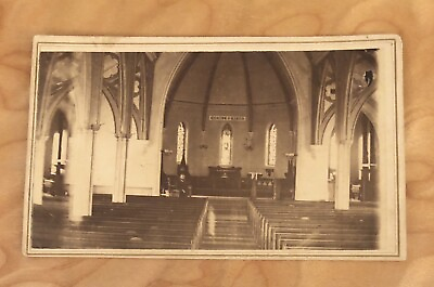 #ad CDV Waterloo NY Cornell Photo Episcopal Church Interior 1860’s Seneca County $24.95