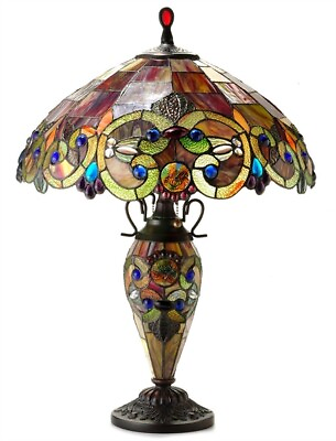 #ad 24 1 2quot; Stained Glass Lighted Base Table Lamp $275.00