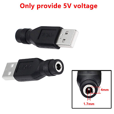 #ad 2pcs 5V USB 2.0 A Male to DC 4.0mm x 1.7mm Female Connector Charge Power Adapter $2.49