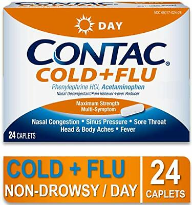 #ad CONTAC Cold Flu Max Strength Multi Symptom Relief Daytime Caplets 24 Count $13.15