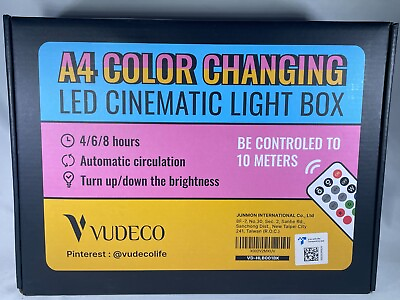 #ad Vudeco A4 LED Cinematic Light Box Color Changing Remote USB VD HLB001BK $20.79