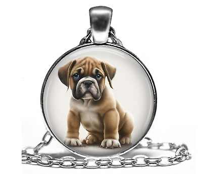 #ad Bullmastif Puppy Dog Pendant Necklace 24quot; Bullmastif Dog Mom Photo Jewelry Gift $14.95